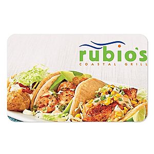 $50 Rubio's Coastal Grill Gift Card, Email Delivery (AZ, CA, NV) $40 + Free Shipping