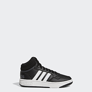 adidas Kids & Teens Hoops Mid Shoes (Core Black/Cloud White/Grey Six)  + Free Shipping