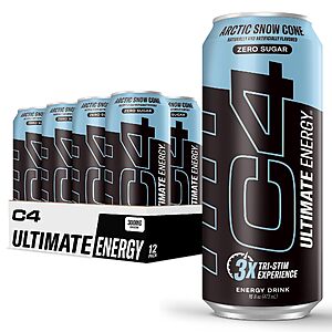 12-Pack 16-oz C4 Ultimate Sugar Free Energy Drink (Arctic Snow Cone) .85 w/ Subscribe & Save