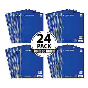 24-Count 70-Sheet Pen+Gear College Rule Notebooks (Blue) $6.50 
