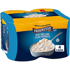 4-Pack 18.5-Oz Progresso Rich & Hearty New England Clam Chowder Soup $2.95 w/ Subscribe & Save