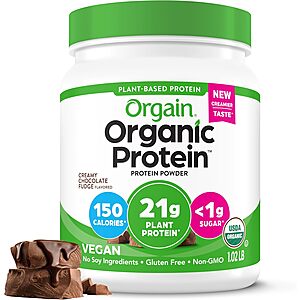 1.02 lb Orgain Organic Protein Powder (Creamy Chocolate Fudge) .05 & More w/ Subscribe & Save