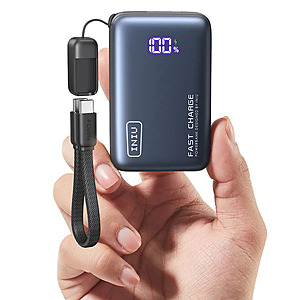 10,000mAh INIU Pocket Pro 45W USB-C Power Bank w/ Detachable USB-C Cable .70 + Free Shipping