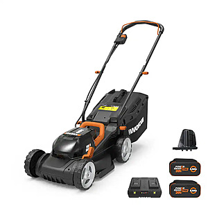 Worx 40V 14" Power Share Cordless Lawn Mower w/ Bag, Mulcher, 2 x 4.0 Ah Batteries & Charger (WG779) $129 & More + Free Shipping