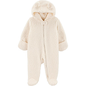 Carter's Child of Mine Baby Sherpa Fleece Footed Pram Hooded Jumpsuit (Various) $8