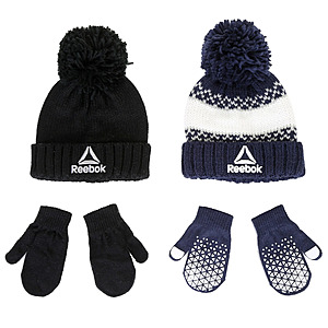 6-pc Reebok Toddler Kids' Sport Beanie & Grip Mitten Sets (2 Hats & 2-prs Mittens) $8 & More