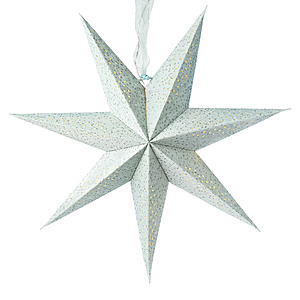 Holiday Time Light-Up Hanging Flocked Paper Star: 17" (Blue) $1.99 or 29" (Blue or White) $3.35 + Free S&H w/ Walmart+ or on $35+