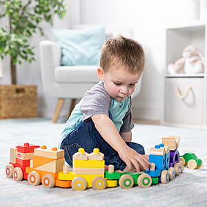 27-Piece Melissa & Doug Baby & Toddlers' Deluxe Wooden Stacking Train $10 + Free S&H w/ Walmart+ or on $35+