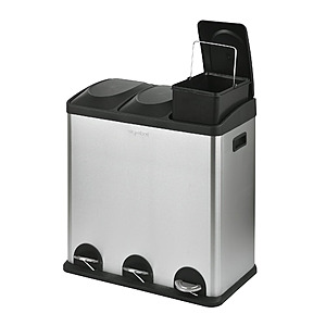 16-Gal Step N' Sort 3-Compartment Stainless Steel Kitchen Trash & Recycling Bin $30 