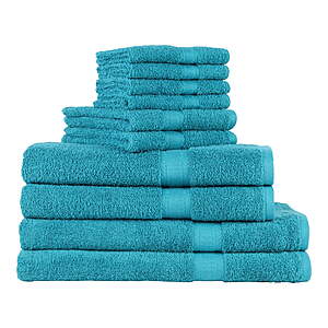10-Piece Mainstays Cotton Towel Set:Turquoise $6.40 or White $9.84 + Free S&H w/ Walmart+ or on $35