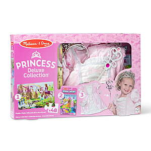 Melissa & Doug 3-in-1 Deluxe Collection Themed Gift Set (Costume Role Play,Floor Puzzle,& Water WOW!):Princess or Fire Chief $15 + Free S&H w/ Walmart+ or on $35