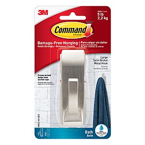 Command Modern Reflections Large Metal Bath Hook (Satin Nickel) $3.52 + Free Shipping w/ Prime or on $35+