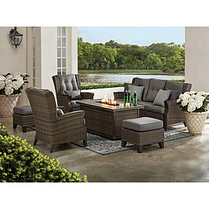 Sam's Club Members: 6-Piece Member's Mark Newcastle Deep Seating Fire Pit Set w/ Sunbrella Fabric Cushions & Covers $1956.26 + Free Shipping Plus Members