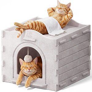 Apasiri Cat Houses: Indoor Felt Cat House Cave (15" x 15" x 13") $11.50 & More
