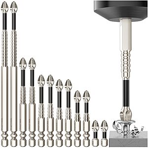12-Piece HJKLIUT Magnetic Phillips Impact Driver Bit Set (25-150mm) $7.69 + Free Shipping w/ Prime or on $35+