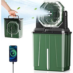 Coolice Portable Misting Fan w/ 8L Water Tank, 24,000mAh Battery & LED Light $30 + Free S&H