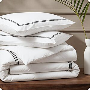 3-Piece Bedsure Cotton Percale Duvet Cover Set (King, White w/ Black Frame) $19.99 + Free Shipping w/ Prime or on $35+