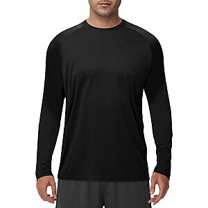 BOOJO Men's UPF 50+ Sun Protection Long Sleeve Shirts (L or XL, Black or White)