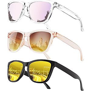 3-Ct QALLY Women's Polarized UV400 Fashion Sunglasses (Various) from