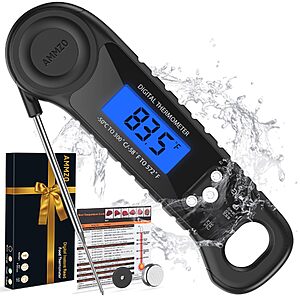 AMMZO Digital Magnetic Instant Read Food/Meat Thermometer (Black)
