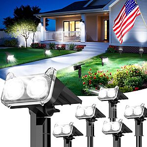 Prime Members: 6-Ct LETMY IP65 Waterproof Outdoor Wall/Ground Solar Spot Lights $19.25 + Free S&H