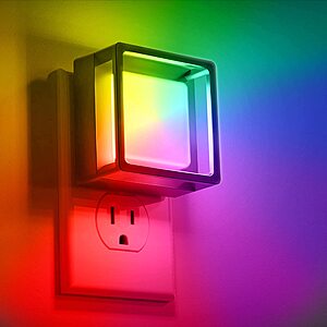 2-Pack DORESshop LED Plug-In Night Lights w/ Dusk-to-Dawn Sensor (0–60 Lumens, RGB Color-Changing, Soft White or Daylight) $5.99 ($3 ea) & More + Free Shipping w/ Prime or on $35+