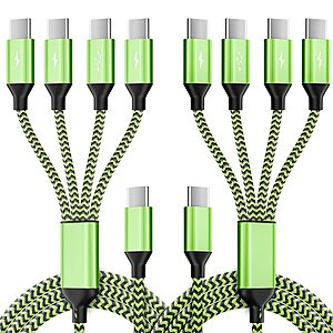 2-Count 5' Jogrytece 4-in-1 USB-C Charging Splitter Cables (Green/Black) $6.49 ($3.25 each) + Free Shipping w/ Prime or on $35+