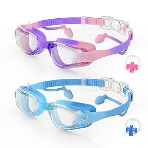 2-ct Aegend Kids' Swim Goggles w/ Anti-Fog Lenses, Ear Plugs & Nose Clips