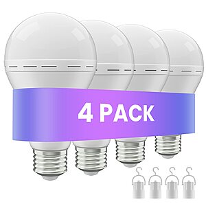 4-Ct LHZHENG Rechargeable Emergency LED Light Bulbs w/ Built-In Battery Backup