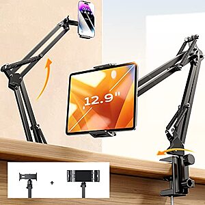 LISEN Dual-Clamp Desk Mount for 4" to 13" Tablets & Phones