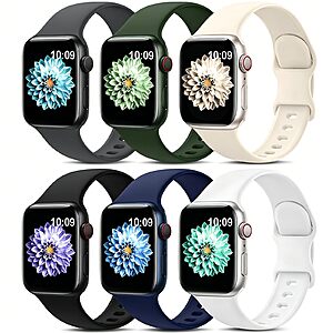6-Count AMSKY Silicone Sport Bands for Apple Watch (Select Colors/Sizes) from $5.69 ($0.95 each) + Free Shipping w/ Prime or on $35+
