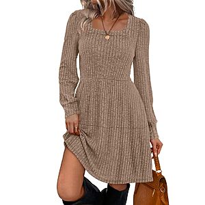 Sampeel Women’s Square-Neck Long Sleeve Babydoll Sweater Dress (S-XXL, Various Colors) $12.99 + Free Shipping w/ Prime or on $35+