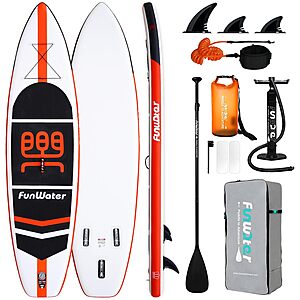 11' x 33" FunWater Inflatable Stand Up Paddle Board w/ Accessories $85 & More + Free S&H