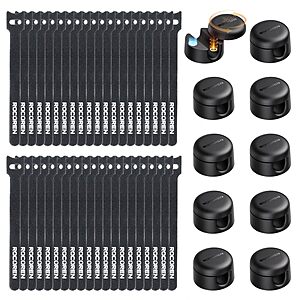Rocoren Cable Management Kit (10x Magnetic Cable Clips + 40x 6" Straps)