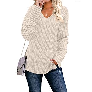 JomeDesign Women's Long-Sleeve V-Neck Sweater (Various Colors)