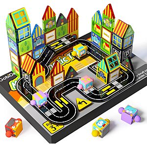 60-Pc GobiDex Mini Magnetic Tiles City Road Building Set