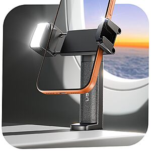 LISEN Phone Holder Travel Mount w/ LED Light for Planes & Travel
