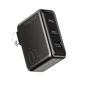 wegear 3-Port 100W USB C GaN Wall Charger w/ Folding Plug $20 + Free S&H