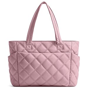 20L Uselike Women’s Lightweight Quilted Puffer Tote Bag w/ Zipper & Laptop Slot