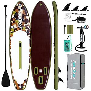 11' x 33" FunWater Camouflage Inflatable Stand-Up Paddle Board Set $85 + Free S&H