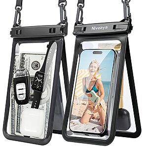 2-Ct Niveaya 8.3" IPX8 Waterproof Phone Pouches w/ Adjustable Lanyards $7 