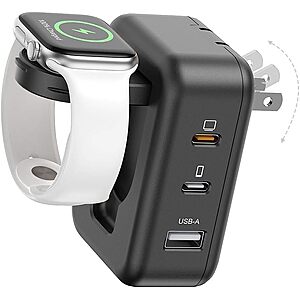 100W Tinetton 4-in-1 Foldable Wall Charger w/ Apple Watch Charging, 2 USB-C & 1 USB-A Ports (Black or White) $11.99 + Free Shipping w/ Prime or on $35+