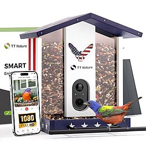 TT Nature 1080p Solar-Powered Smart Bird Feeder w/ Camera (American Flag) $20 + Free S&H