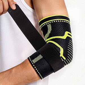 Soloever Elbow Compression Sleeve Brace w/ Gel Pad & Adjustable Strap $6 