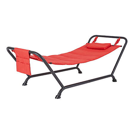 Mainstays Belden Park Hammock w/ Stand & Pillow (Red) $32.42 + Free S&H w/ Walmart+ or on $35+
