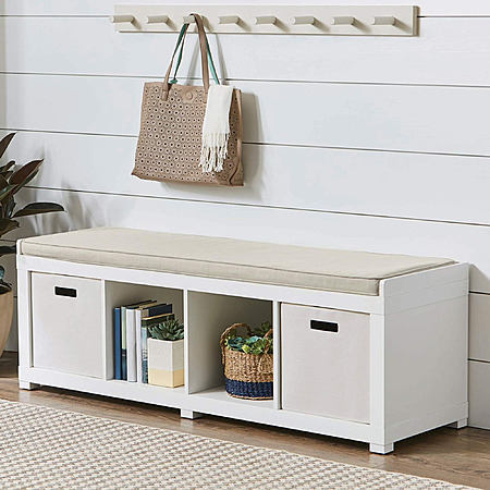 58.39" Better Homes & Gardens 4-Cube Shoe Storage Bench w/ Cushion (White) $66.30 + Free Shipping