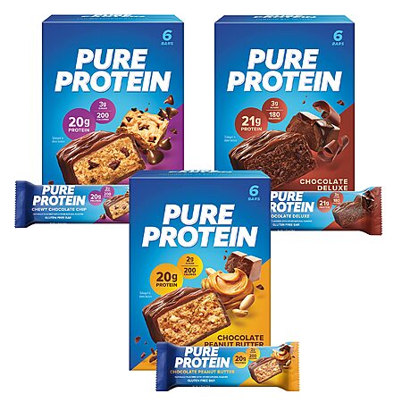 18-Count 1.76-Oz Pure Protein Bars Variety Pack (Chewy Chocolate Chip, Chocolate Peanut Butter, & Chocolate Deluxe) $14.86 w/ S&S + Free Shipping w/ Prime or on $35+