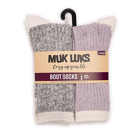 6-Pairs MUK LUKS Women's Fluffy Dream Crew Boot Socks (Various) from $5.99 + Free S&H w/ Walmart+ or on $35+