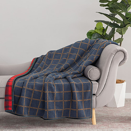Berkshire Life Reversible Printed Hampshire Throw Blanket (Angela Hazy Plaid) $5.97 + Free S&H w/ Walmart+ or on $35+