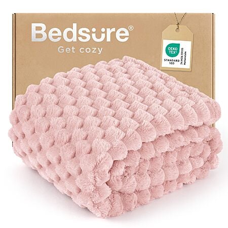 Bedsure Plush Bubble Blanket: Throw (Pink) $9.59, Throw (Various Colors) $11.99, & More + Free Shipping w/ Prime or on $35+